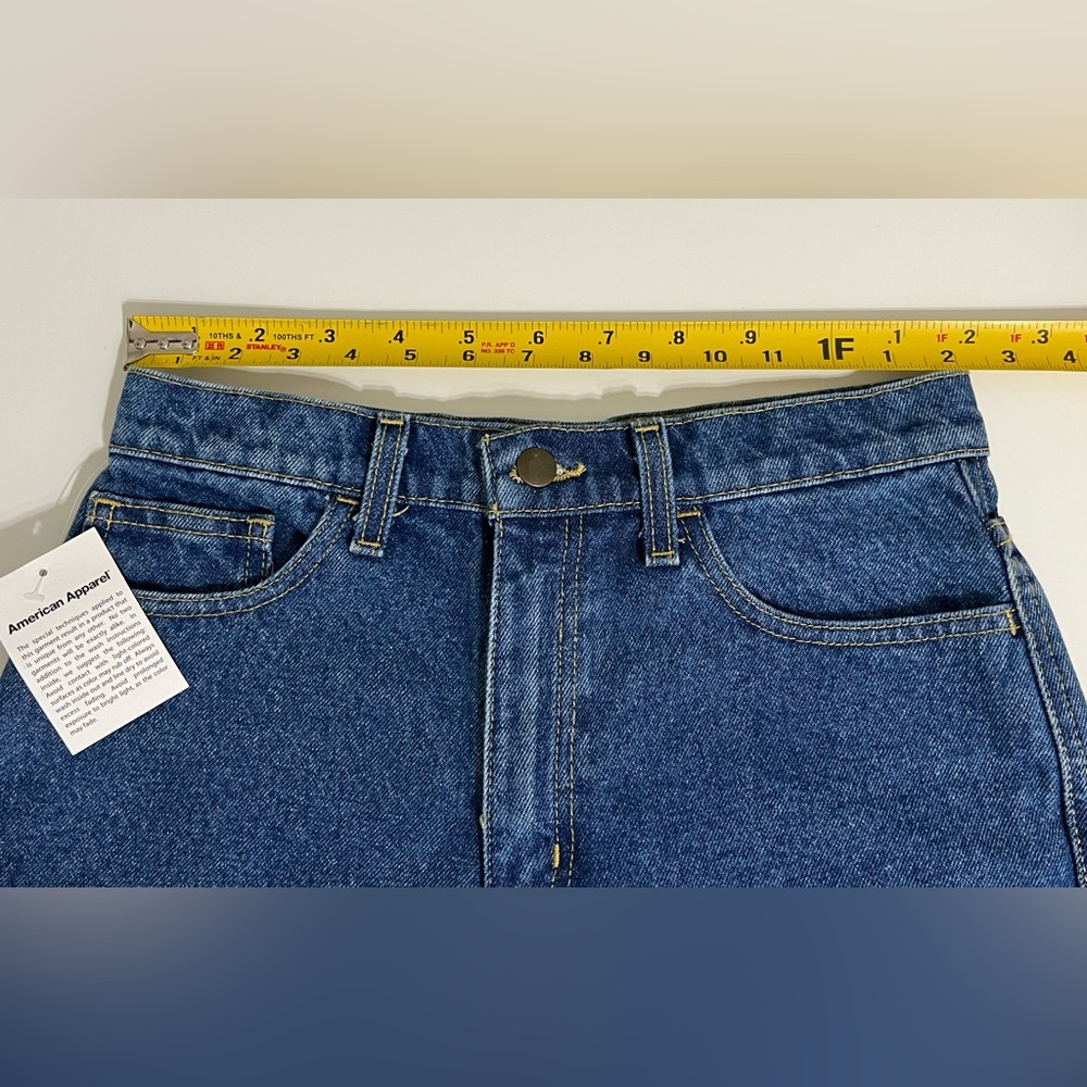 American Apparel Denim High Waisted Cuff Shorts Garment Dyed Size 28 - Picture 5 of 6